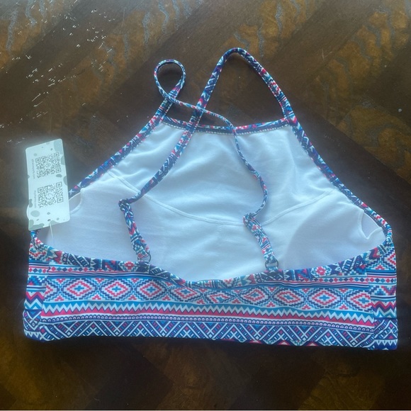New UPF 50+ Adjustable Strap Removable Pads Aztec Print Swim Top Size Small - Picture 3 of 10